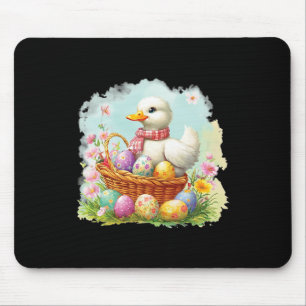 Weiße Ente auf einem Bysket voller Ostereier; Oste Mousepad