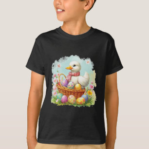 Weiße Ente auf einem Bysket voller Ostereier; Oste T-Shirt