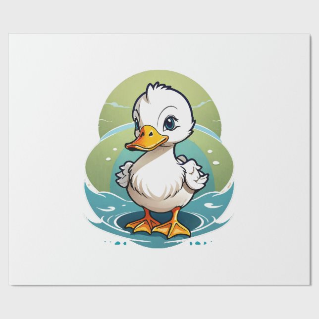 weiße Ente Geschenkpapier (Flach)