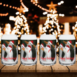 Weiße Enten mit roten Weihnachtsmannmützen Urlaub Dosenglas