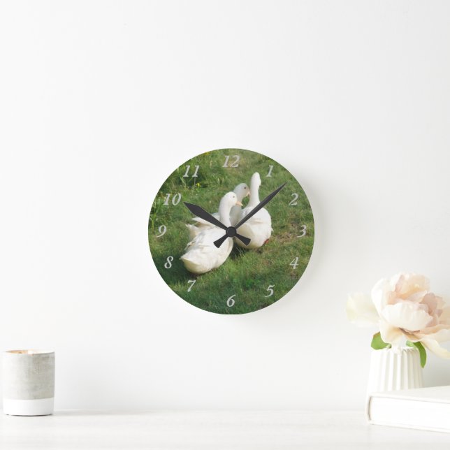 Weiße-Enten-Wanduhr Runde Wanduhr (Zuhause)