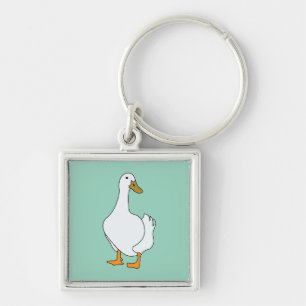 Weiße Entenvogel-Ente Schlüsselanhänger