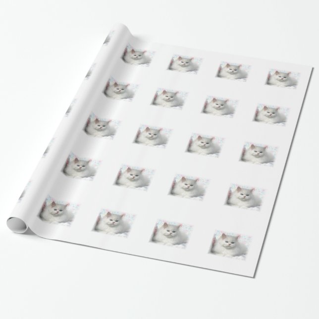 Weiße entzückende persische Katze Geschenkpapier (Ungerollt)