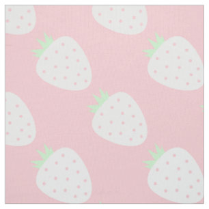 weiße Erdbeere Pastellrosa Fruchtprint Stoff