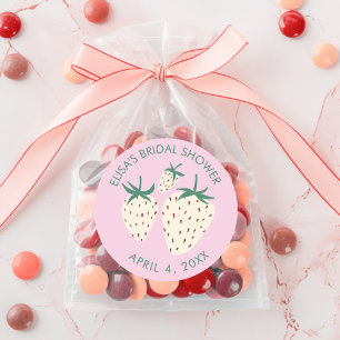 Weiße Erdbeere Pineberry BRIDAL SHOWER Benutzerdef Runder Aufkleber