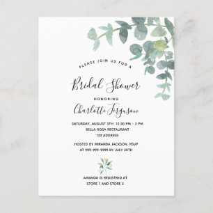 Weiße Eukalyptus-Grünpflanzen im Brautparty elegan Postkarte