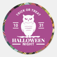 Weiße Eule Halloween Nacht Bunter Karo
