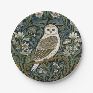 Weiße Eule im Jugendstil Pappteller