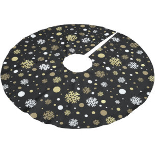 Weiße falsche Gold-Schneeflocken-Polka-Punkte auf  Polyester Weihnachtsbaumdecke