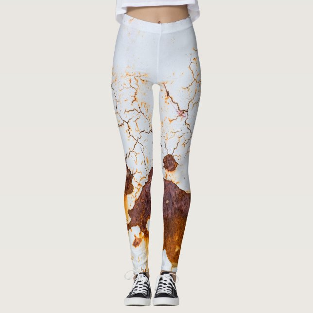 Weiße Farbe gebrochen, rostiges Auto. Leggings (Vorderseite)
