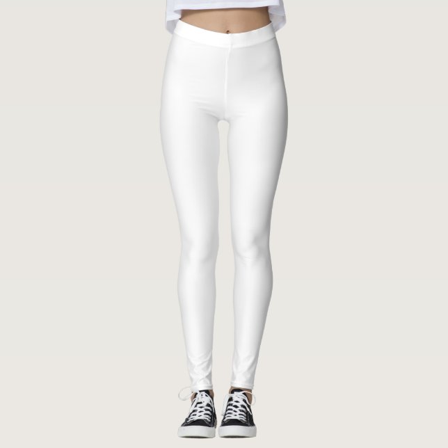Weiße Farbe Massiv Schlicht Leggings (Vorderseite)