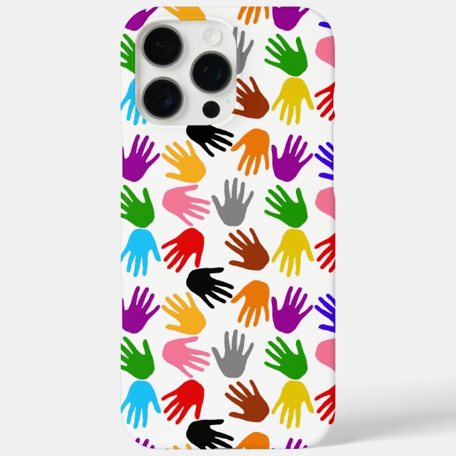 Weiße farbenfrohe Handabdruck-Musterdesign  Case-Mate iPhone Hülle (Rückseite)