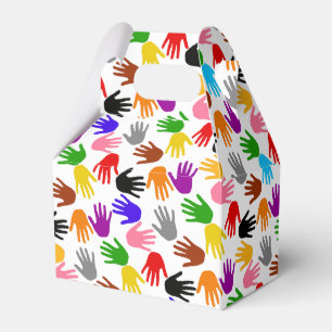 Weiße farbenfrohe Handabdruck-Musterdesign  Geschenkschachtel