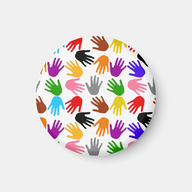Weiße farbenfrohe Handabdruck-Musterdesign  Magnet (Vorne)