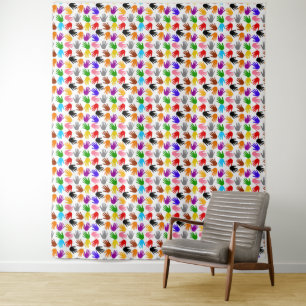 Weiße farbenfrohe Handabdruck-Musterdesign  Wandteppich