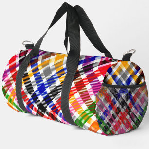 Weiße farbenfrohe Köper-Karo-Tartan-Design Duffle Bag