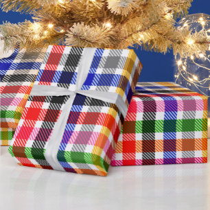 Weiße farbenfrohe Köper-Karo-Tartan-Design  Geschenkpapier