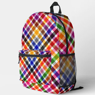 Weiße farbenfrohe Köper-Karottee-Tartan-Design Bedruckter Rucksack