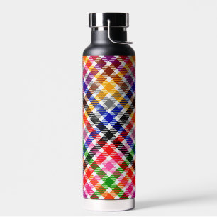 Weiße farbenfrohe Köper-Karottee-Tartan-Design Trinkflasche