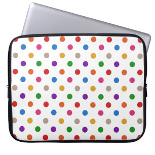 Weiße farbenfrohe Regenbogen-Punkte-Design Laptopschutzhülle