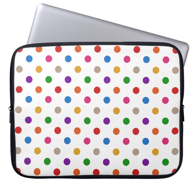 Weiße farbenfrohe Regenbogen-Punkte-Design  Laptopschutzhülle (Vorderseite)