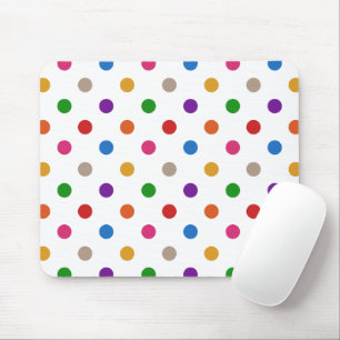 Weiße farbenfrohe Regenbogen-Punkte-Design Mousepad