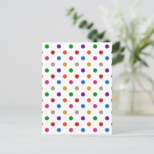 Weiße farbenfrohe Regenbogen-Punkte-Design Postkarte