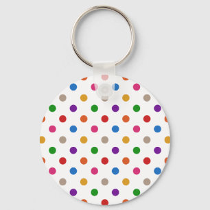 Weiße farbenfrohe Regenbogen-Punkte-Design Schlüsselanhänger