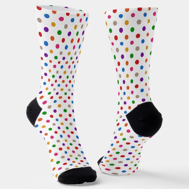Weiße farbenfrohe Regenbogen-Punkte-Design  Socken (Gewinkelt)