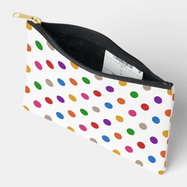 Weiße farbenfrohe Regenbogen-Punkte-Design  Zubehörtasche (Offen)