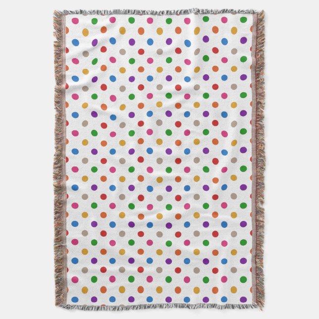 Weiße farbenfrohe Regenbogen-Tupfen-Design  Decke (Vorderseite Vertikal)
