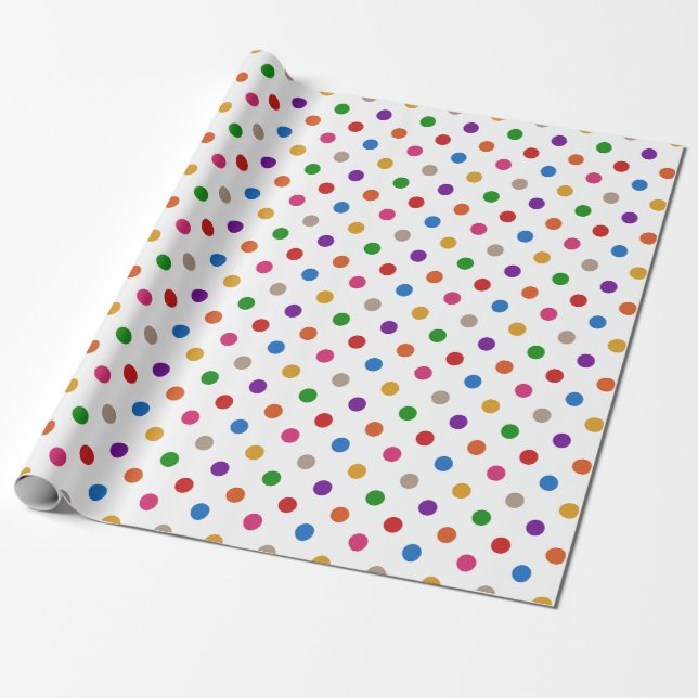 Weiße farbenfrohe Regenbogen-Tupfen-Design  Geschenkpapier (Ungerollt)