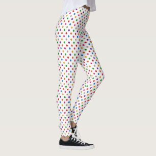 Weiße farbenfrohe Regenbogen-Tupfen-Design Leggings