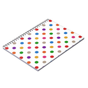 Weiße farbenfrohe Regenbogen-Tupfen-Design Notizblock