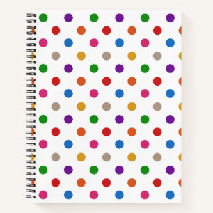Weiße farbenfrohe Regenbogen-Tupfen-Design Notizbuch