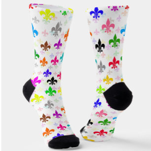 Weiße Farbgestaltung Fleur-de-lis Muster Socken