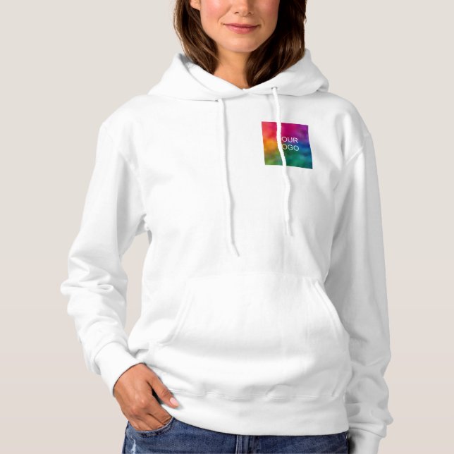 Weiße Farbvorlage für Firmenlogos hinzufügen Hoodie (Vorderseite)