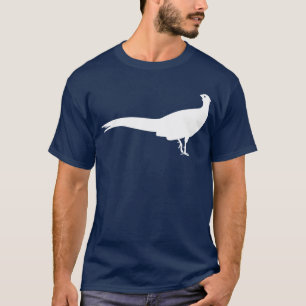 Weiße Fasan-Vogel-Silhouette-Grafik T-Shirt