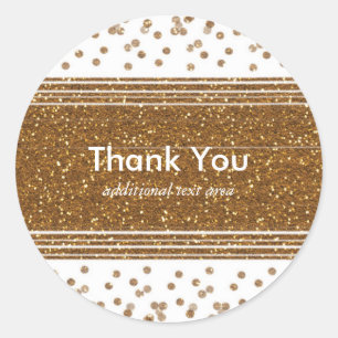 Weiße Faux-Gold-Glitterparty-Aufkleber Runder Aufkleber
