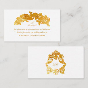 Weiße & Faux-Goldfolie-Barock-Hochzeitswebsite Begleitkarte