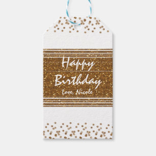 Weiße Faux-Goldglitter-Glamour-Geschenkkarte Geschenkanhänger