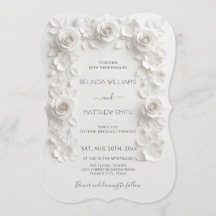 Weiße Faux-Relief-Rosen Rahmen Hochzeit Minimalist