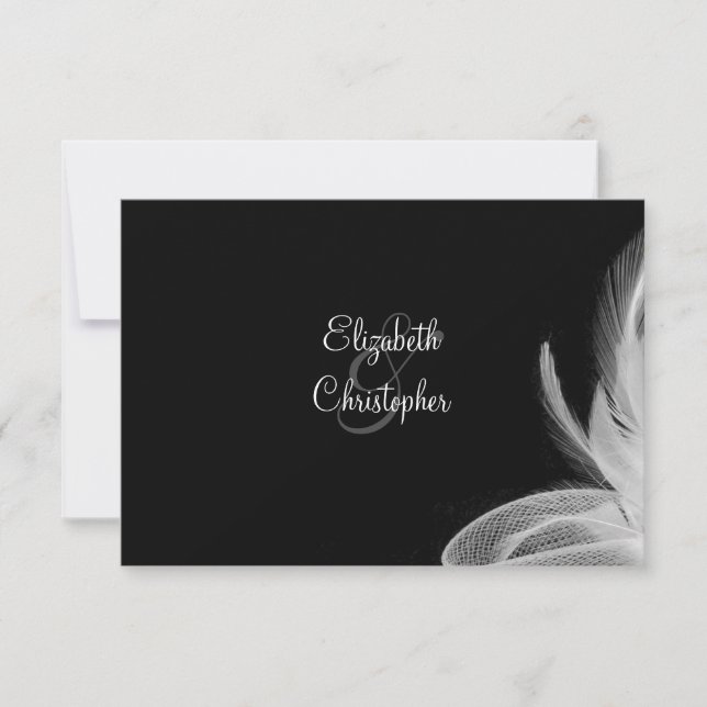 Weiße Federn 2 UAWG RSVP Karte (Vorderseite)