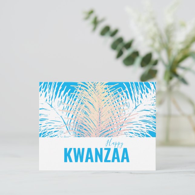 Weiße Federn Black Holiday Happy Kwanzaa Postkarte (Stehend Vorderseite)