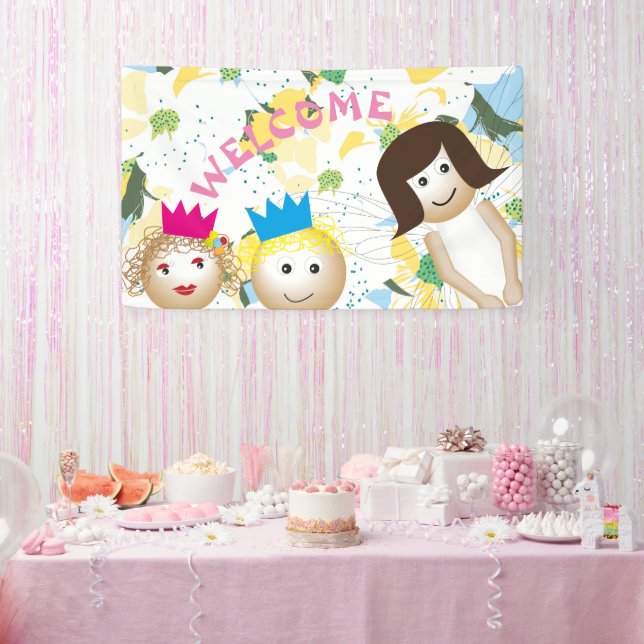 Weiße Fee, Märchen, botanische Blume mit Blumen Banner (Party)