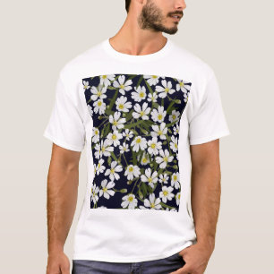 Weiße Feldblumen: Vintage-Muster. T-Shirt