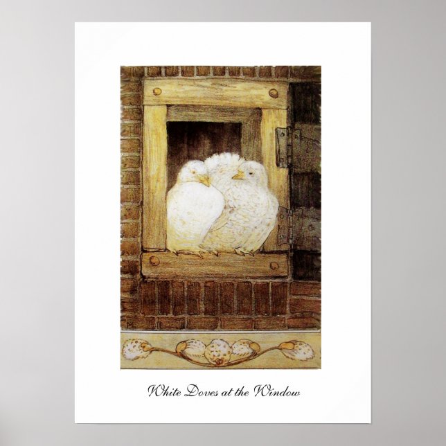 WEISSE FENSTER, antik-braun-gelb Poster (Vorne)