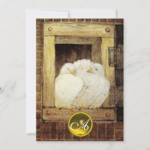 WEISSE FENSTER-DOVEN,WEDGEM-MONOGRAMM,braun Einladung