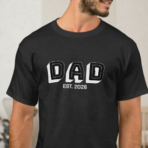 Weiße, fettgedruckte Varsity- Established- Dad- De T-Shirt