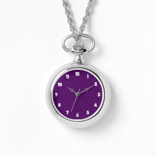 Weiße Fettzahl bei Lila Frauen Armbanduhr